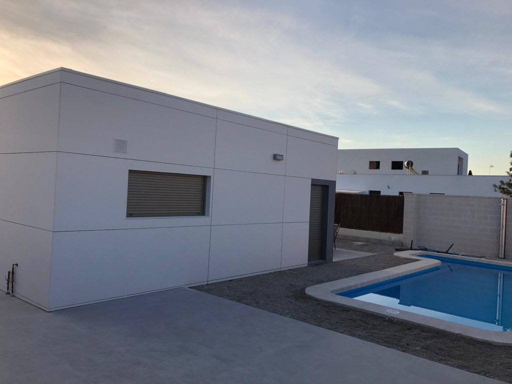 casa modular natura nero exterior piscina