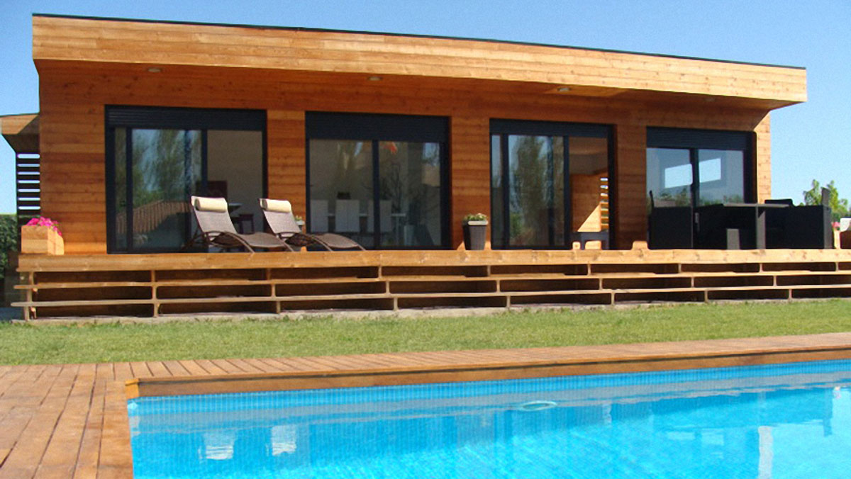casa de madera natura rosso 100 piscina